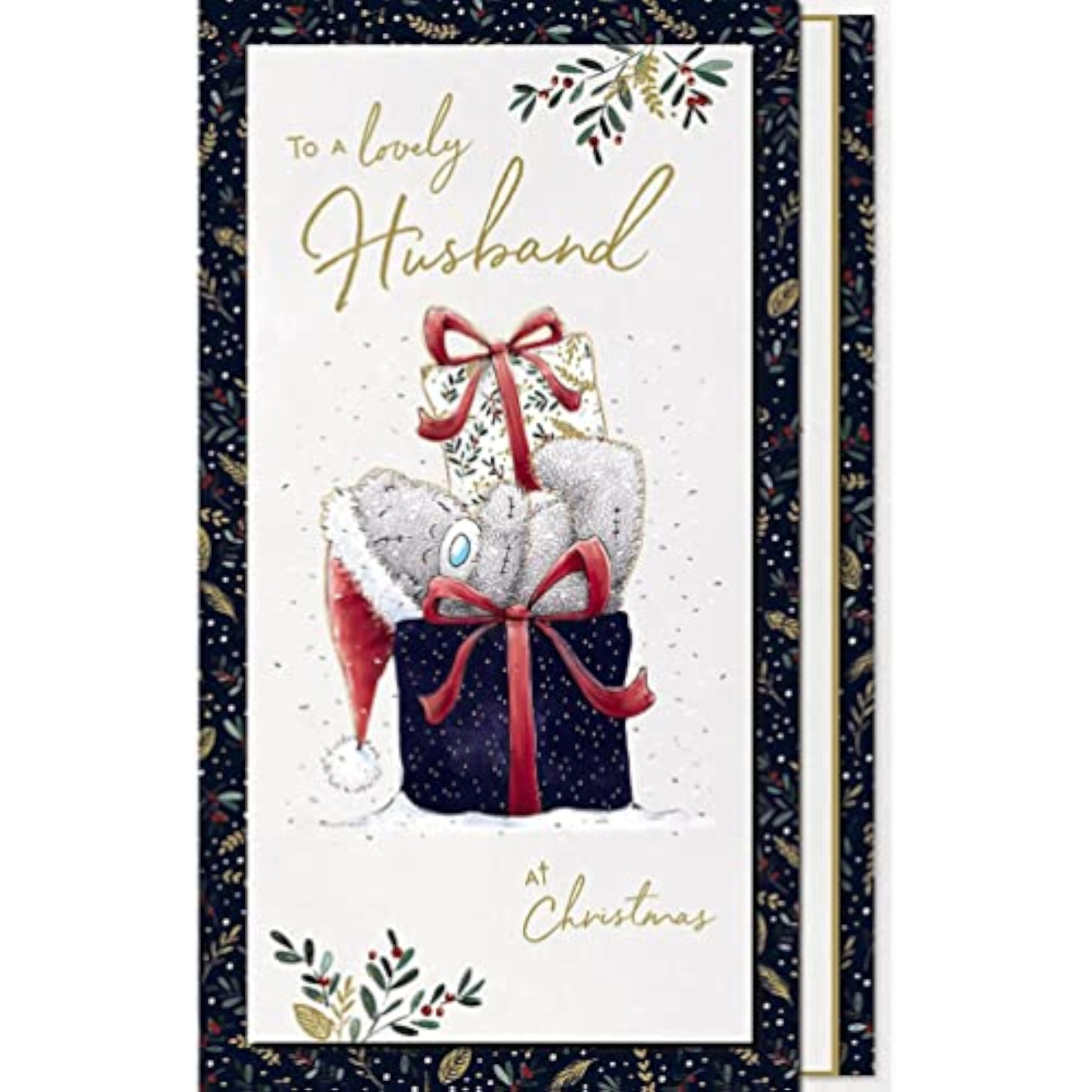 Handmade Me To You Bear husband Christmas card by Carte Blanche featuring a cute bear illustration and festive design.