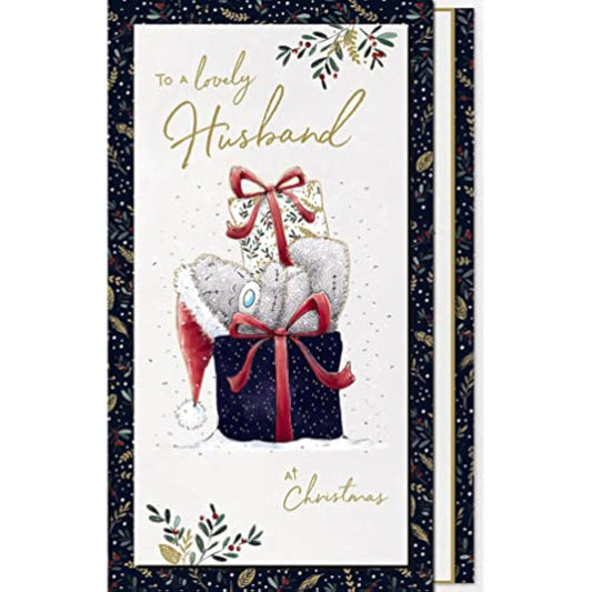 Handmade Me To You Bear husband Christmas card by Carte Blanche featuring a cute bear illustration and festive design.
