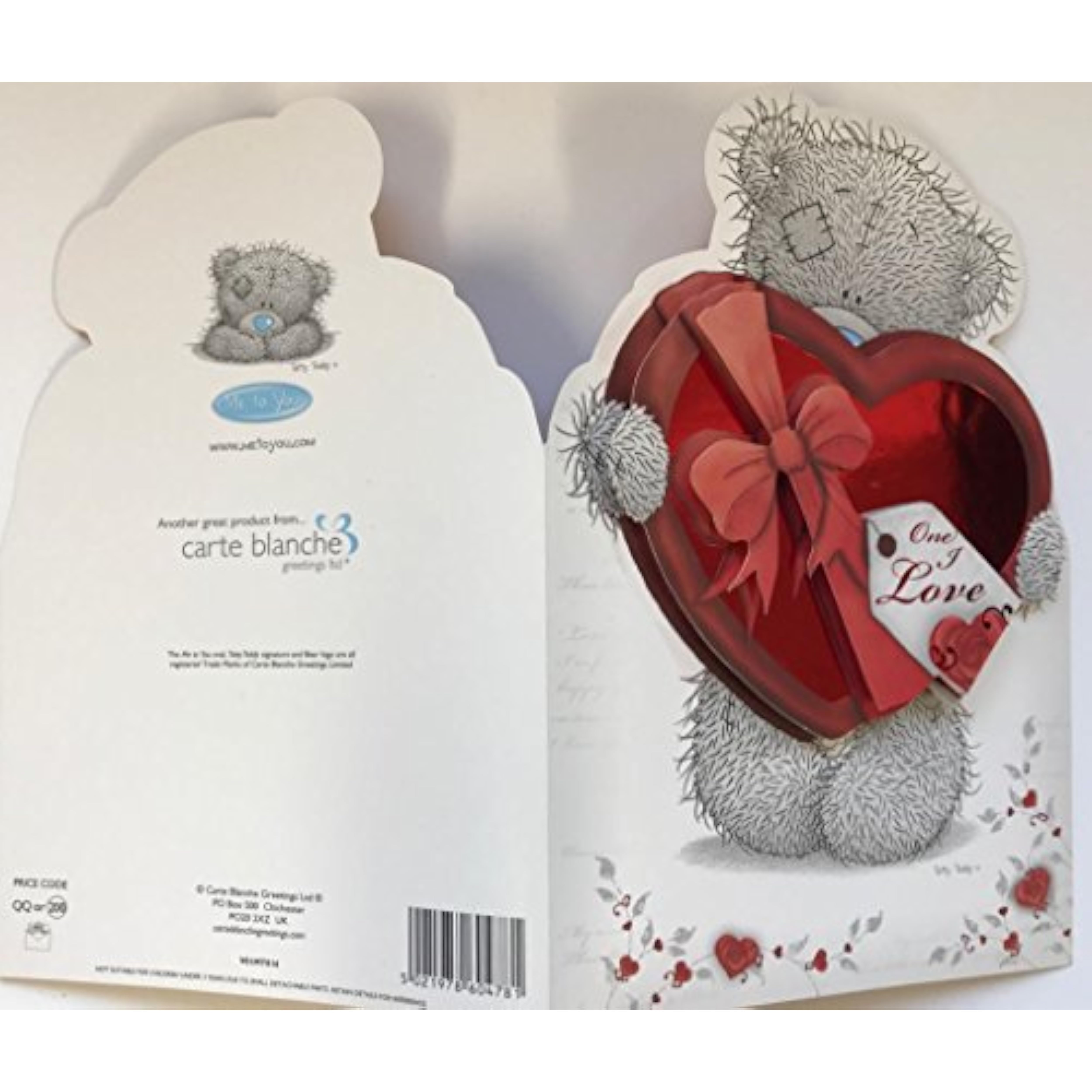 Me To You I Love Bear Valentine greeting card by Carte Blanche featuring a cute bear design for Valentine's Day.