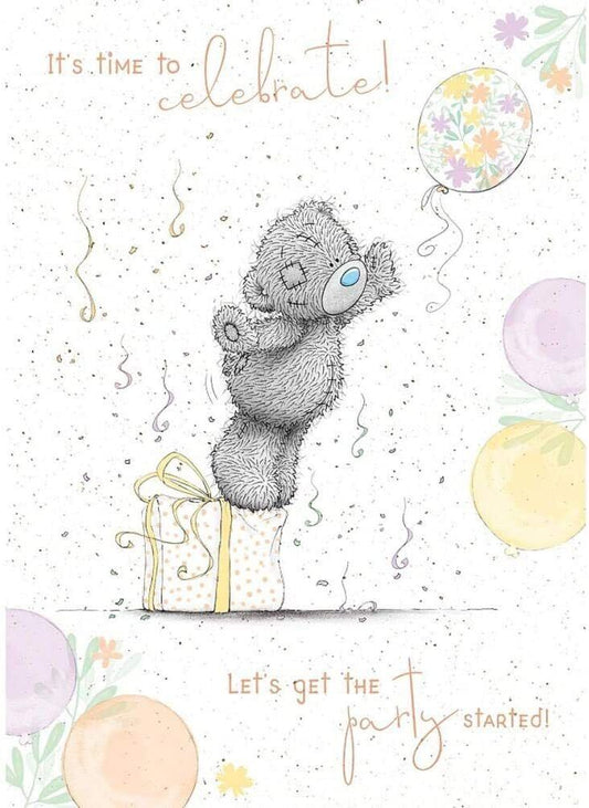 Tatty Teddy Celebrate Birthday Card by Carte Blanche featuring a cute teddy bear design for birthday greetings.