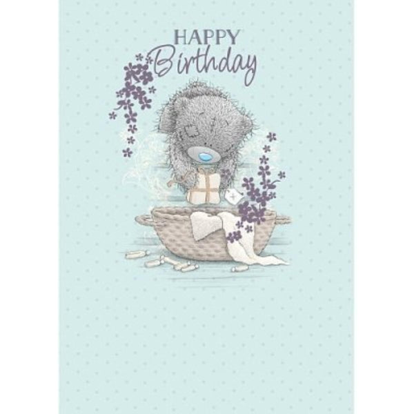 Tatty Teddy Clothes Basket birthday greeting card by Carte Blanche featuring a cute teddy bear design.