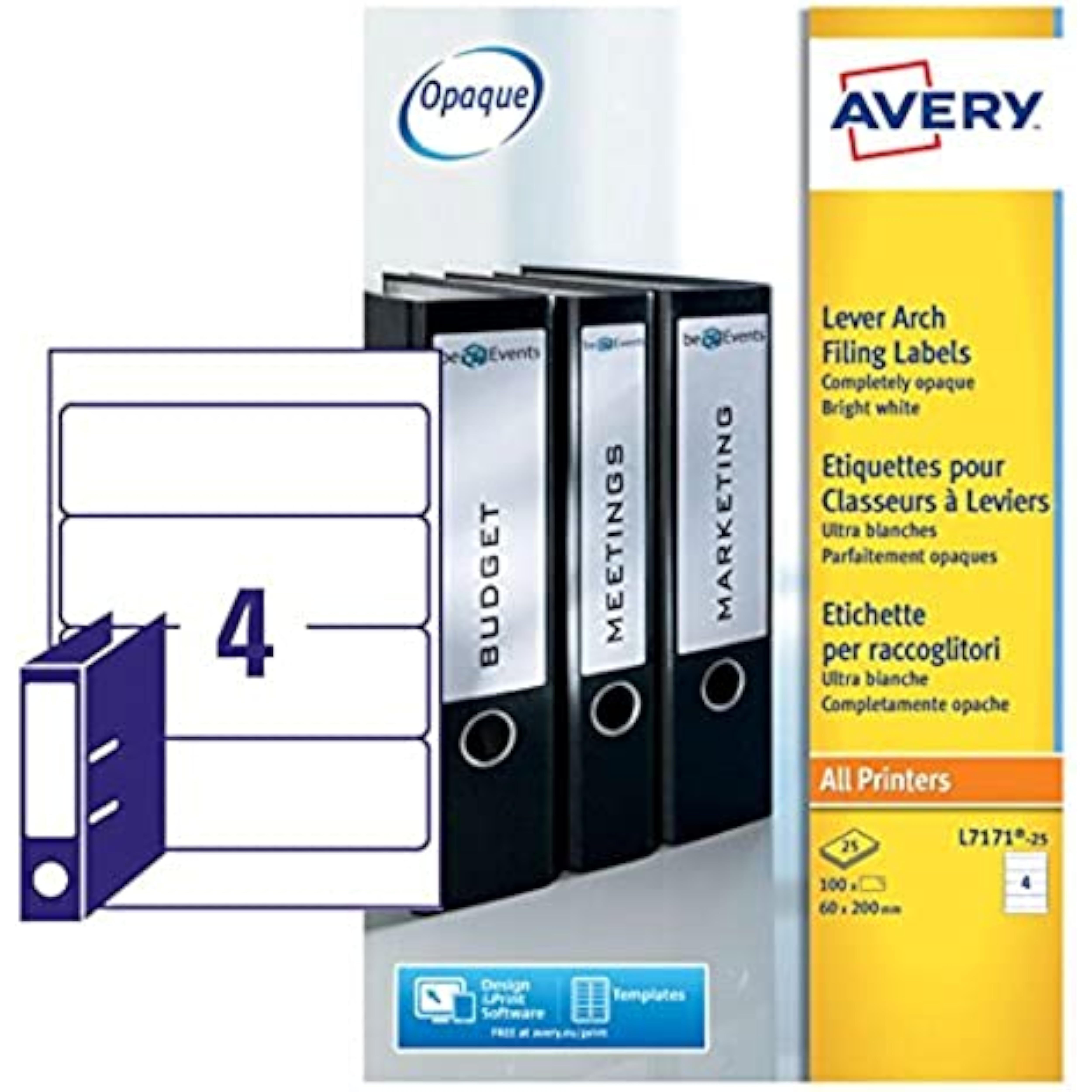 Avery Self-Adhesive Lever Arch File Labels