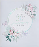 30th Wedding Anniversary Card for Him/Her/Friend - Beautiful Floral Design