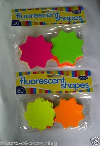 Colorful fluorescent 60 Star decorative figurine by County, featuring 60mm star-shaped shapes in vibrant neon colors.