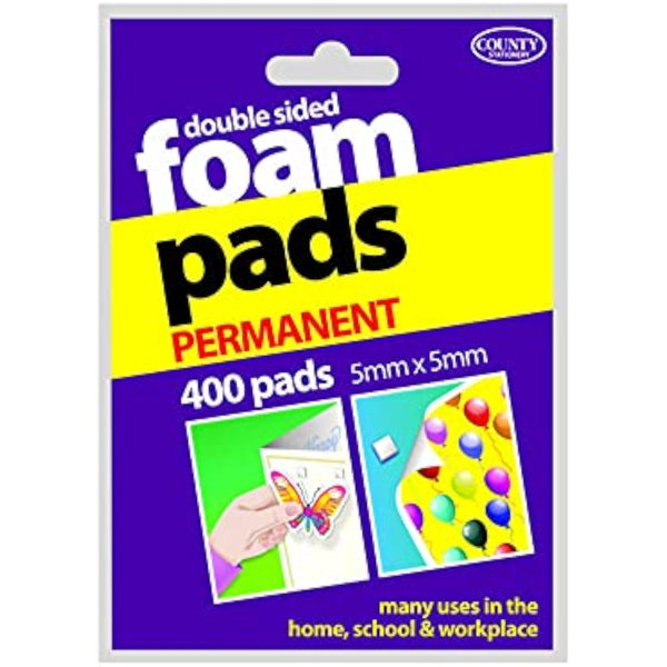 County double-sided foam pads, 5x5mm, pack of 400, used for greeting card crafting and embellishments.