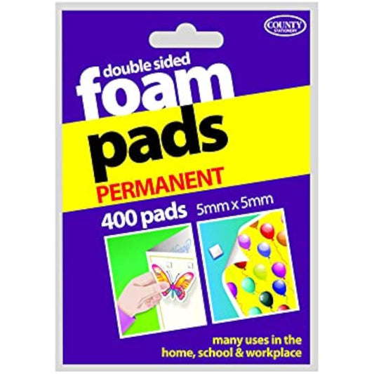 County double-sided foam pads, 5x5mm, pack of 400, used for greeting card crafting and embellishments.