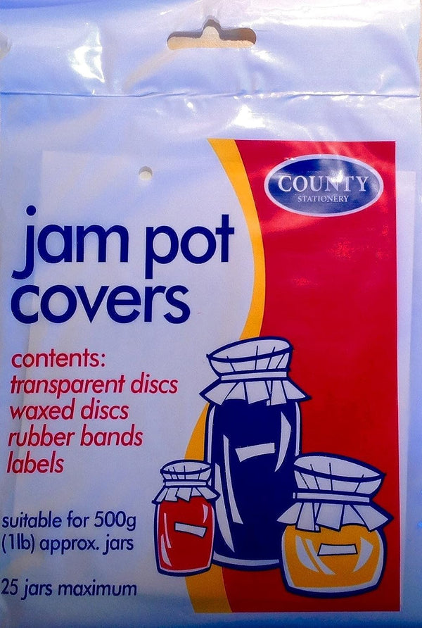 County Jam Pot 25 covers for kitchen and cooking, used to cover and protect jam jars during storage.