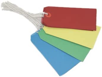 Set of 10 County assorted strung tags, 120 x 60mm, ideal for labeling and organizing stationery or craft projects.