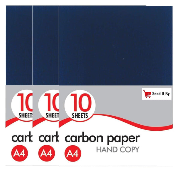 A4 black carbon paper by County, 10 sheets for clear duplication, shown on a flat surface with sheets stacked neatly.