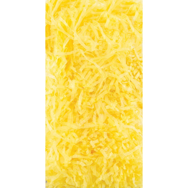 Sunshine yellow decorative shredded tissue from County, ideal for stationery and gift wrapping, with soft, vibrant texture.