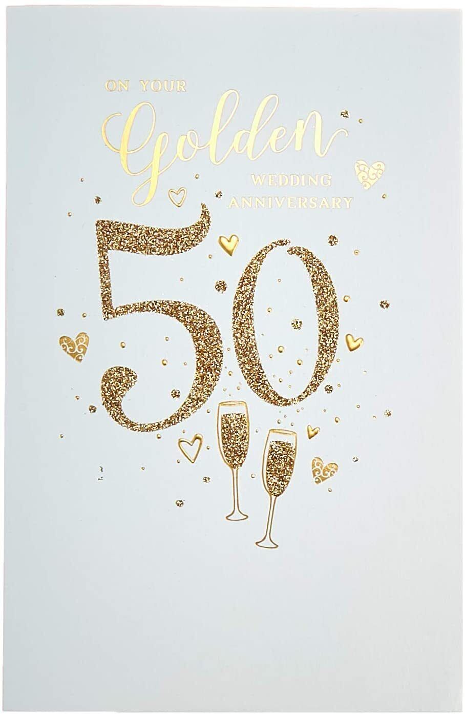 Golden Wedding Anniversary Card - 50th Wedding Anniversary Card - Anniversary Card for Couple, Multi, 553661-0-1