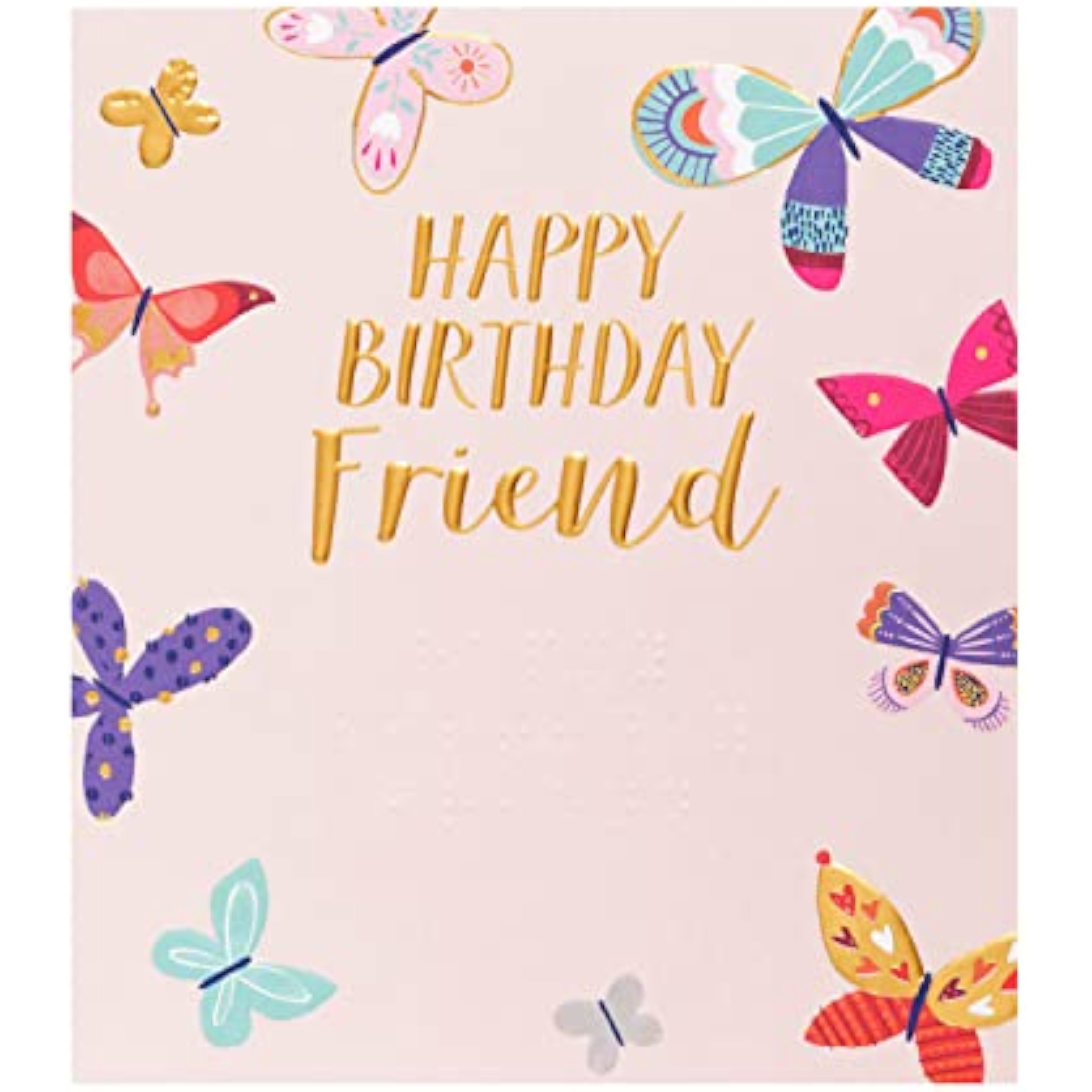 Braille Birthday Card With Envelope - Cute Design With Colourful Patterened Butterflies