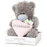 Tatty Teddy Bear Bridesmaid Love Heart on a Gift Plinth Soft Toy