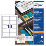 Avery C32011-25 Printable Single-Sided Business Cards, 10 Cards Per A4 Sheet, white, 250 Cards