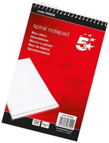 5 Star Shorthand Pad Wirebound 60gsm Ruled 300pp 127 x 200mm Red