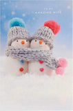 Snowmen Wearing Knitted Hats Wife Christmas Card