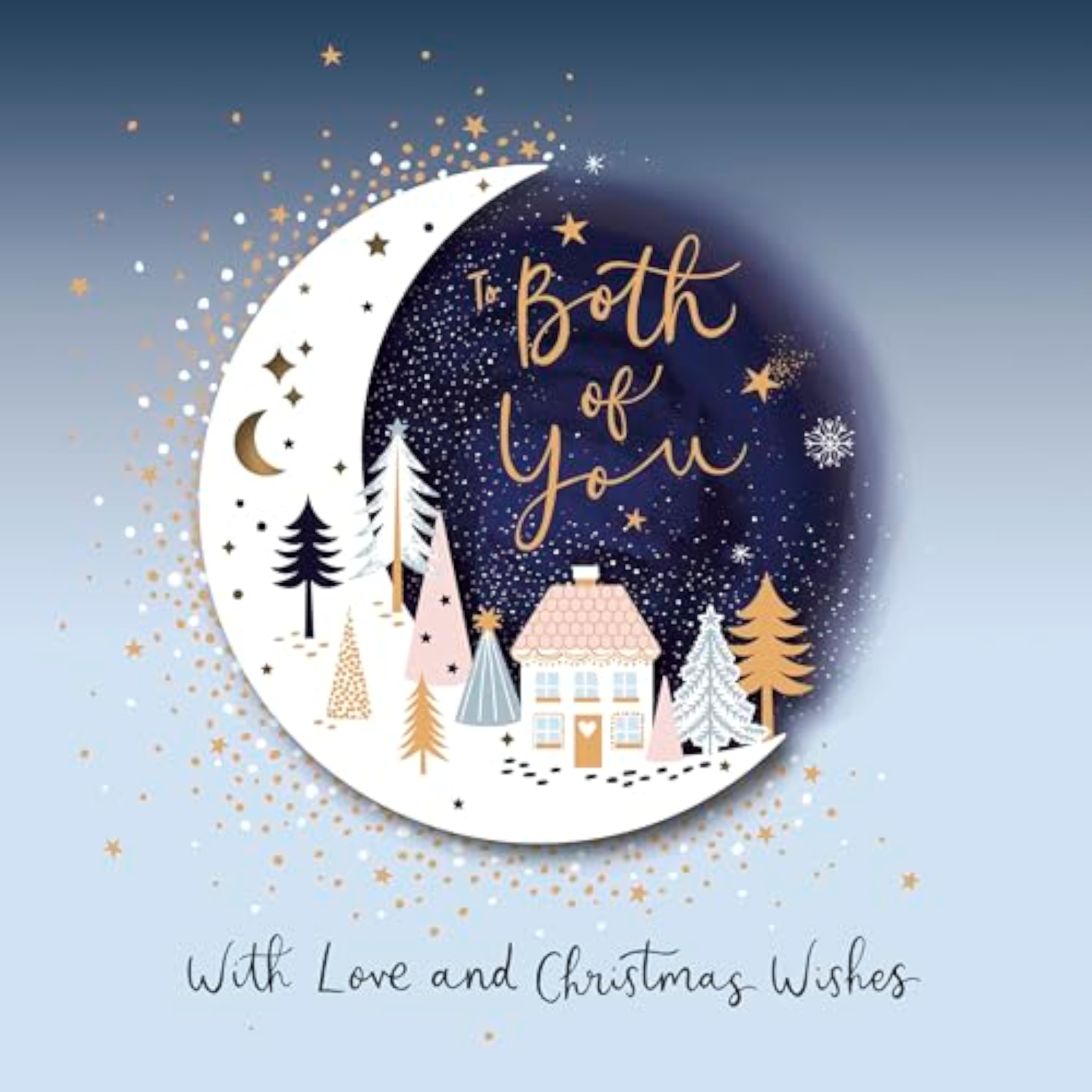 Both Of You Crescent Moon 3D Cut Out Luxury Christmas Card