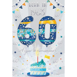 2023 Male Age 60 Milestone Birthday Card - 60th Birthday Balloons and Cake - Born in 1963 Year You Were Born - Embossed with Silver Foil