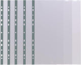 Pack of 100 A4 recycled multi-punched plastic pockets from Eco-Eco Stationery, 90 microns thick, durable and eco-friendly.