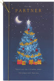 Blue Christmas Tree Design Partner Christmas Card
