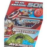 Marvel The Avengers Birthday Card for Son - Red & Split Design