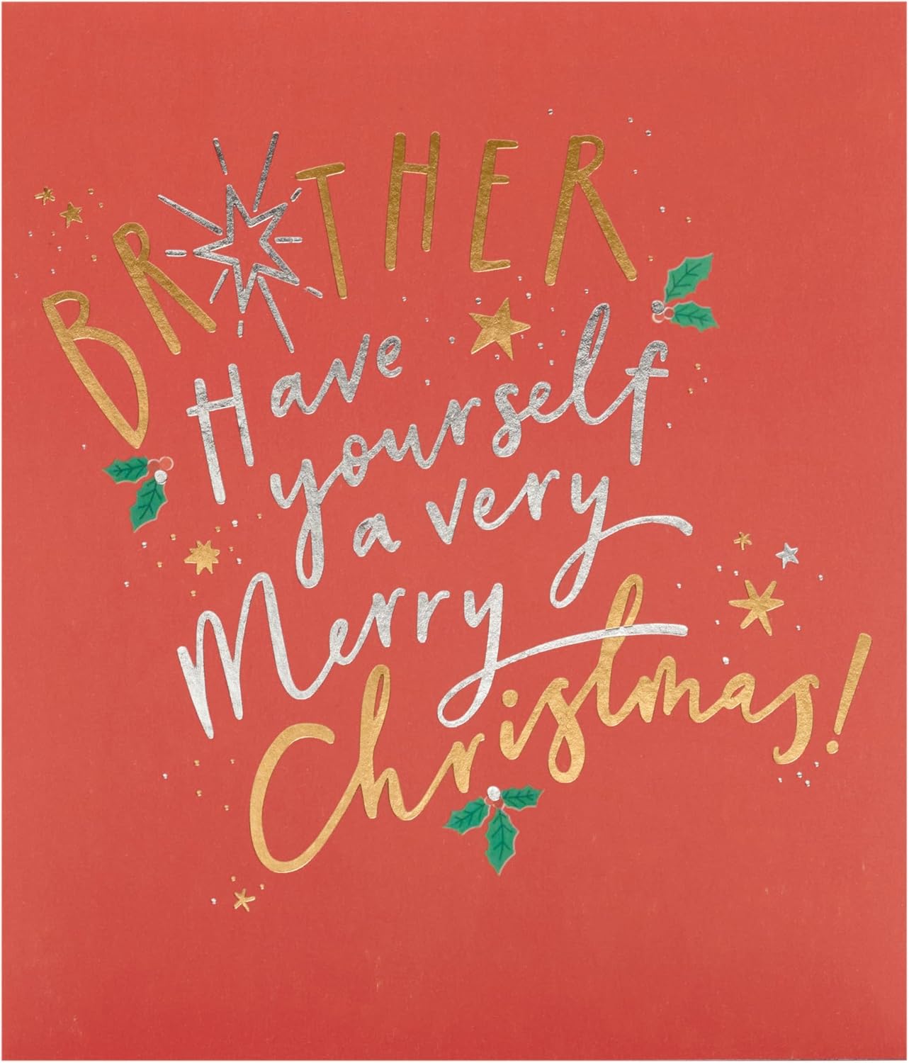 UK Greetings Christmas Card for Brother - Red & Gold Design