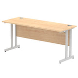 Impulse 1600 x 600mm Straight Desk Maple Top Silver Cantilever Leg