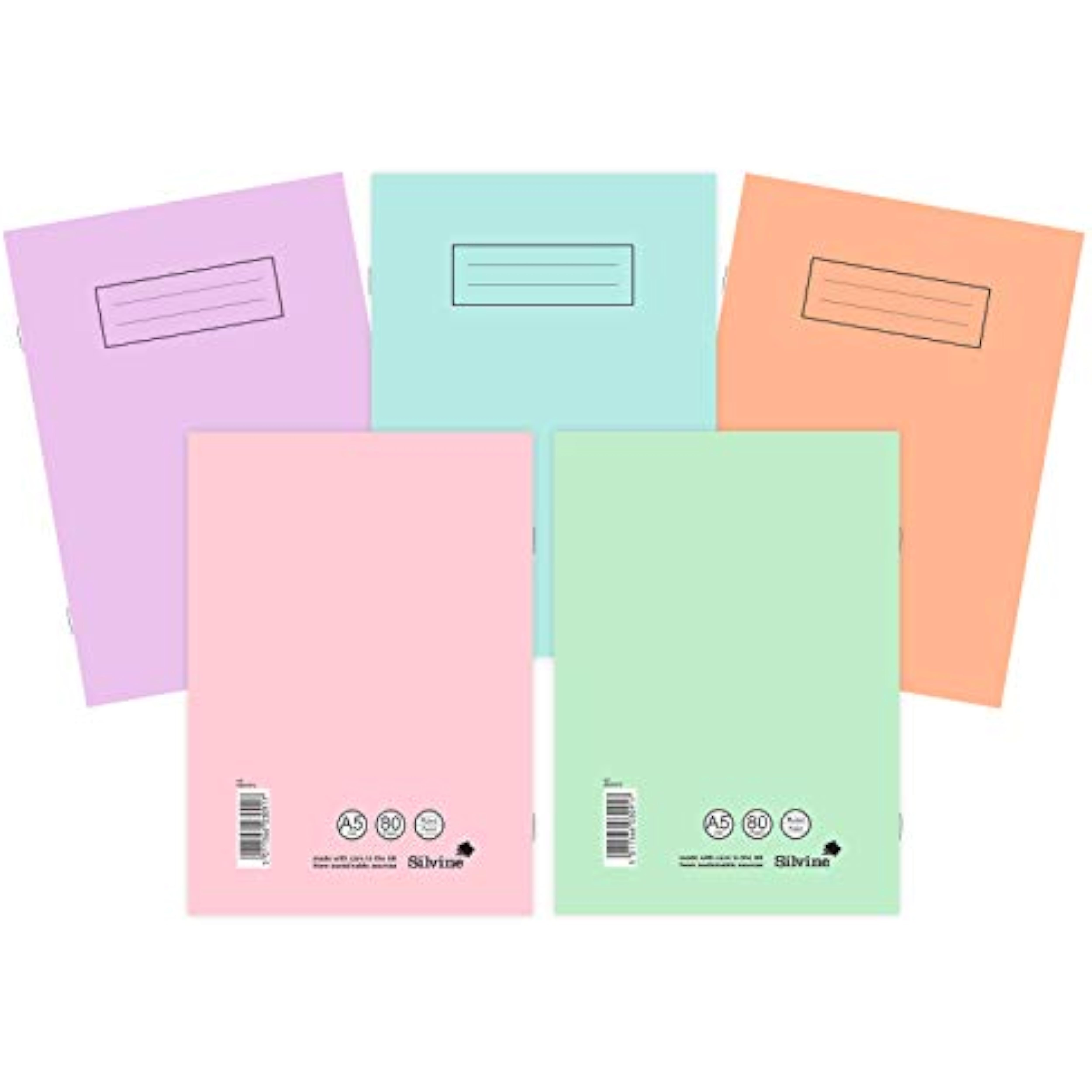 Silvine A5 Notebooks Assorted Pastel Colours (Pack of 10)