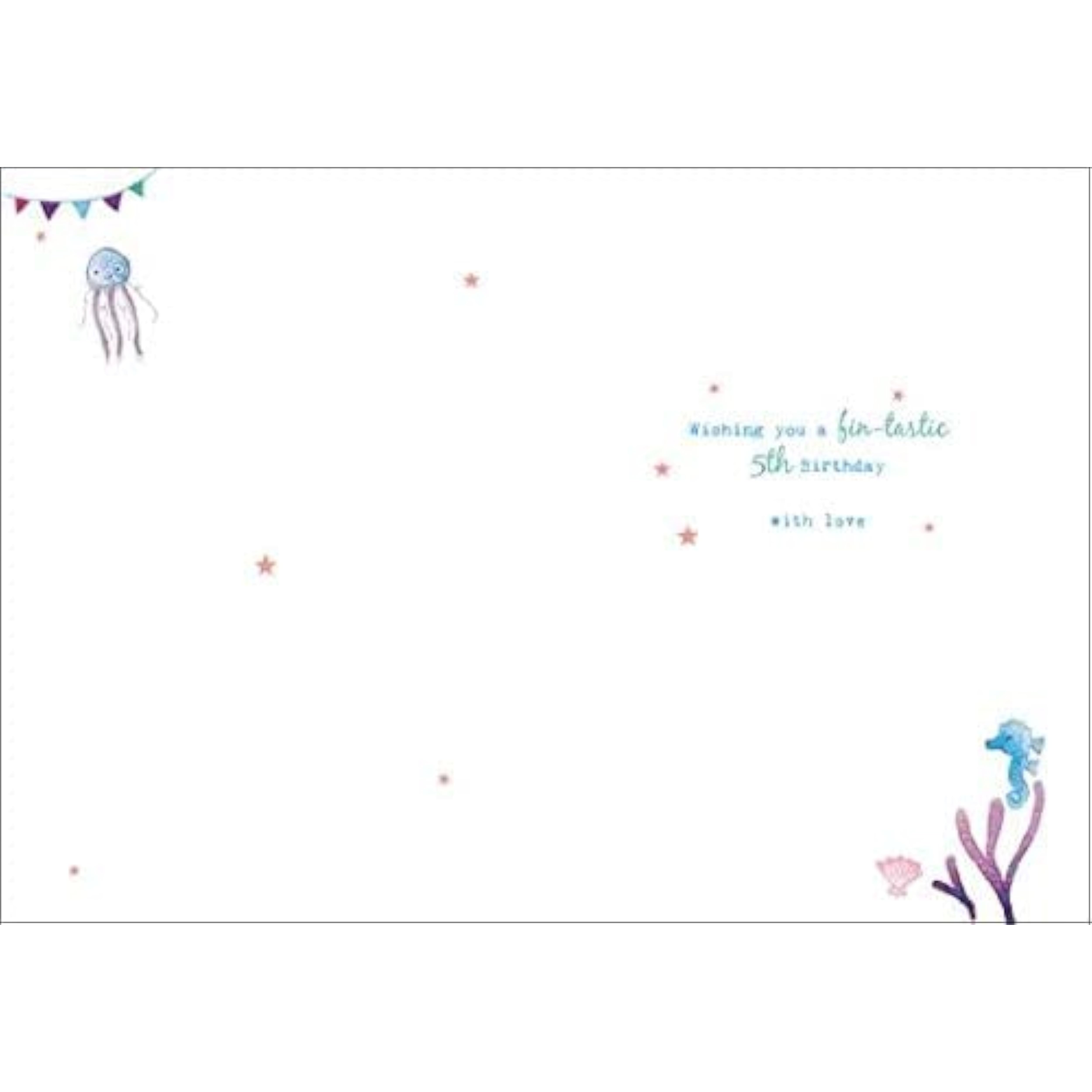 Colorful Magical Mermaid 5th birthday greeting card for girl by GBCC, featuring whimsical mermaid and ocean scene design.