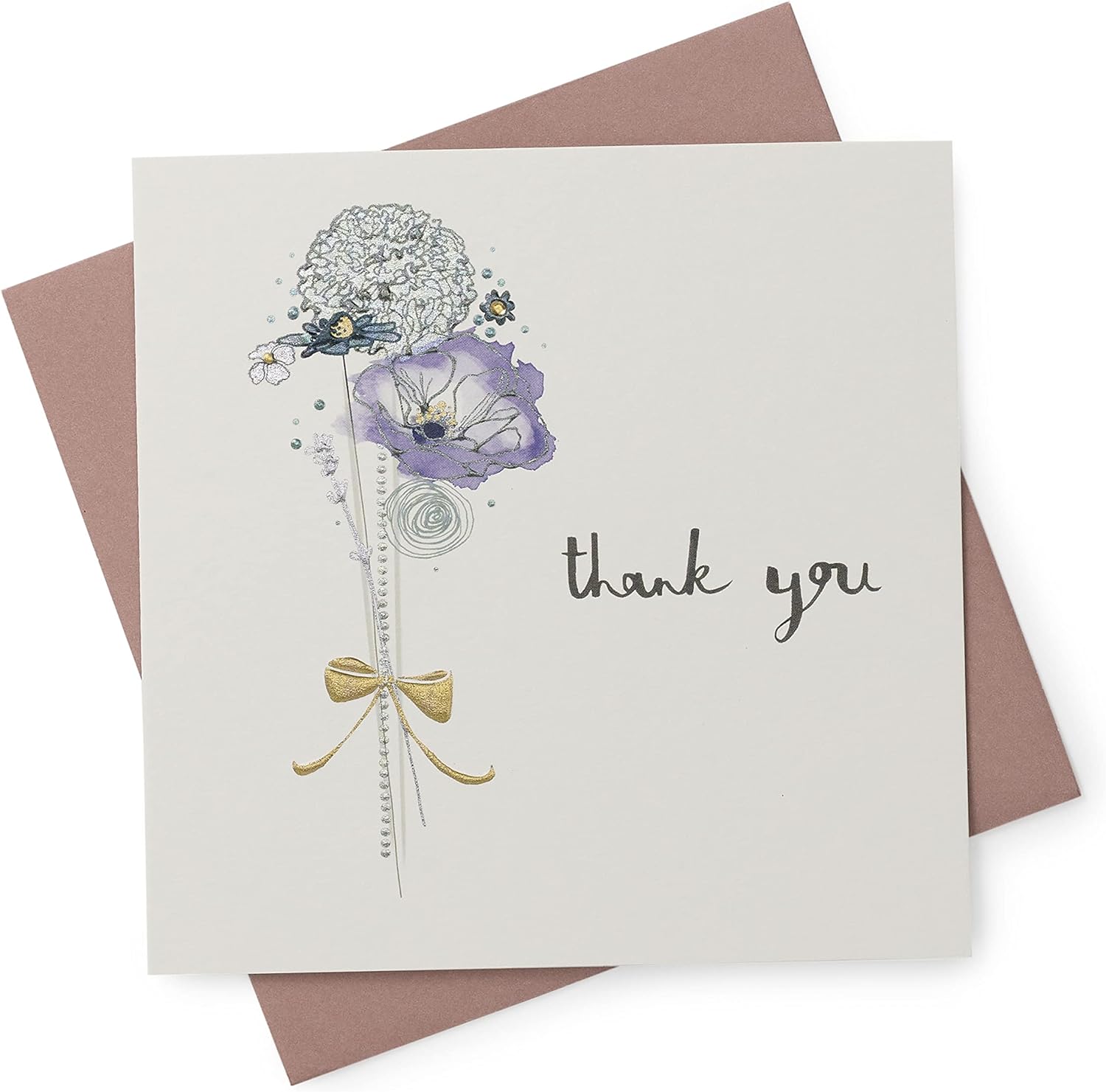 Thank You Card Foil and Embossed Finish Azul Bouquet of Flowers from The Kindred Range