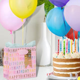 Luxury pink GLK gift bag with "Happy Birthday" design, perfect for celebrating special occasions, featuring elegant decorative details.