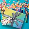 Set of four multicoloured Glick GLK luxury gift tags with happy birthday designs for gift wrapping and decorations.