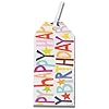 Set of four multicoloured Glick Luxury Gift Tags with "Happy Birthday" design, perfect for gift wrapping and decoration.