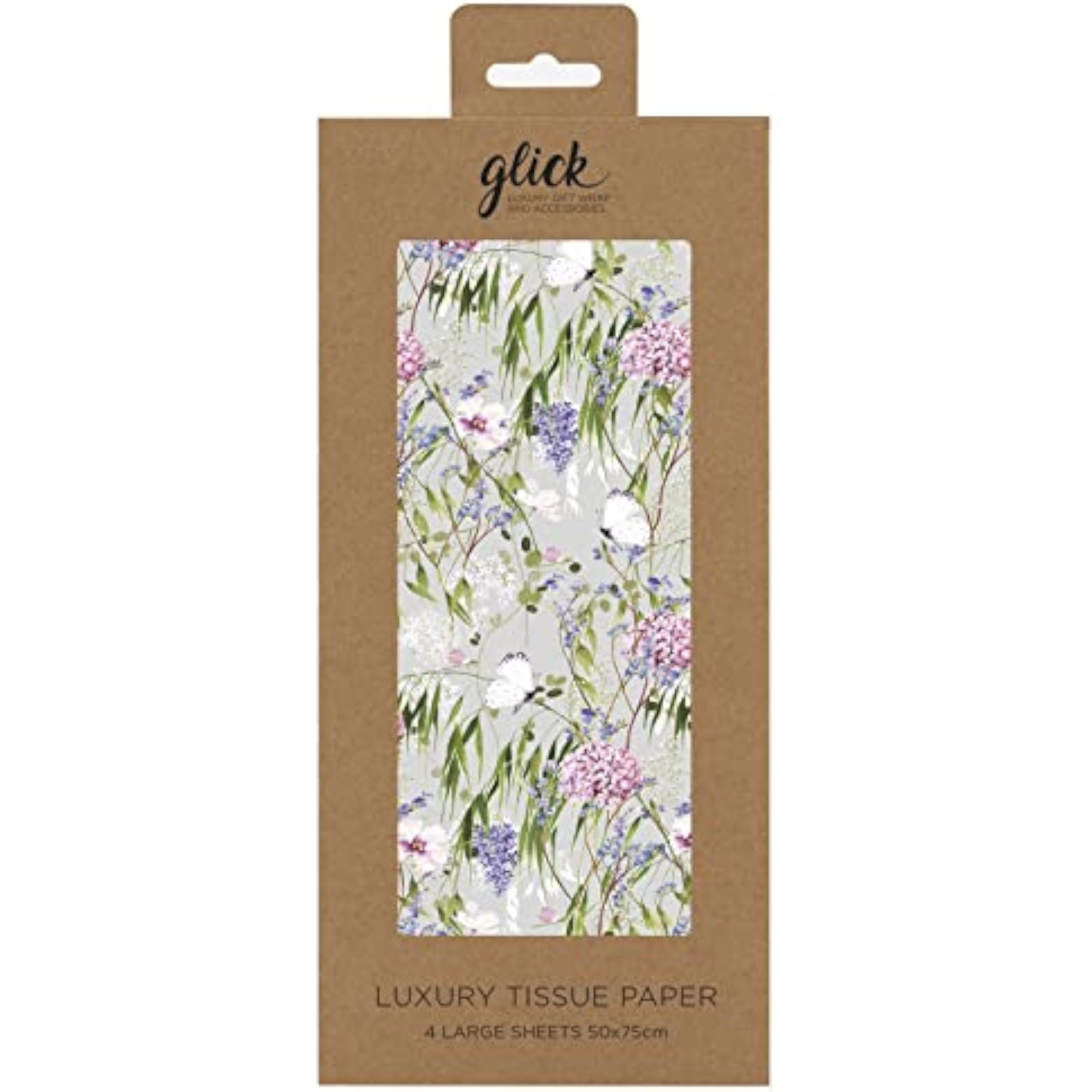 Glick Cabbage White tissue paper, four sheets of 750mm x 500mm, perfect for gift wrapping and craft projects