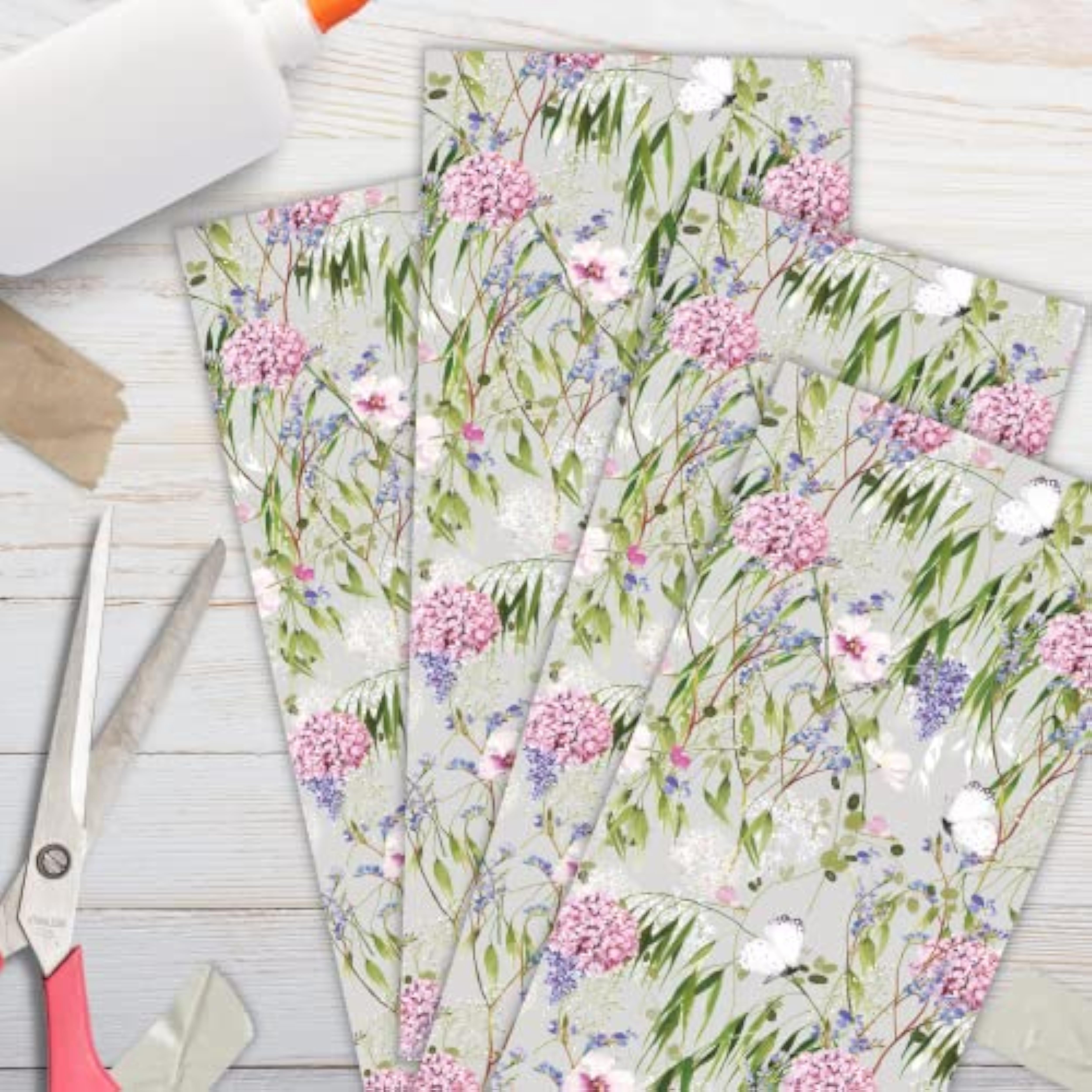 Glick four sheets of Cabbage White tissue paper, 750mm x 500mm, for gift wrapping and craft projects.