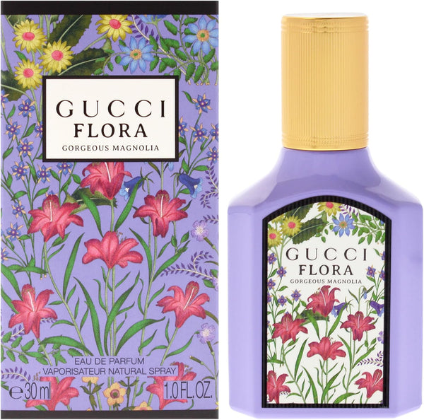 Gucci Flora Gorgeous Magnolia women's Eau de Parfum spray bottle, 30ml, elegant floral fragrance for women.