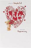 Wife Anniversary Card With Laser Cut Red Heart Design