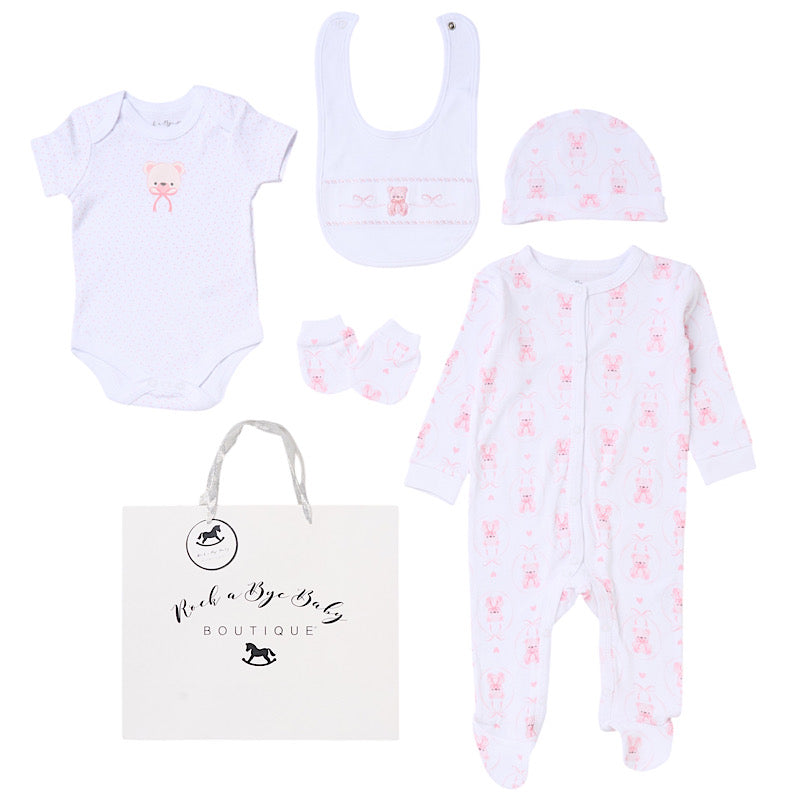 Send It By White & Pink Bear/Bunny 5 Piece Set