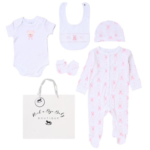 Send It By White & Pink Bear/Bunny 5 Piece Set