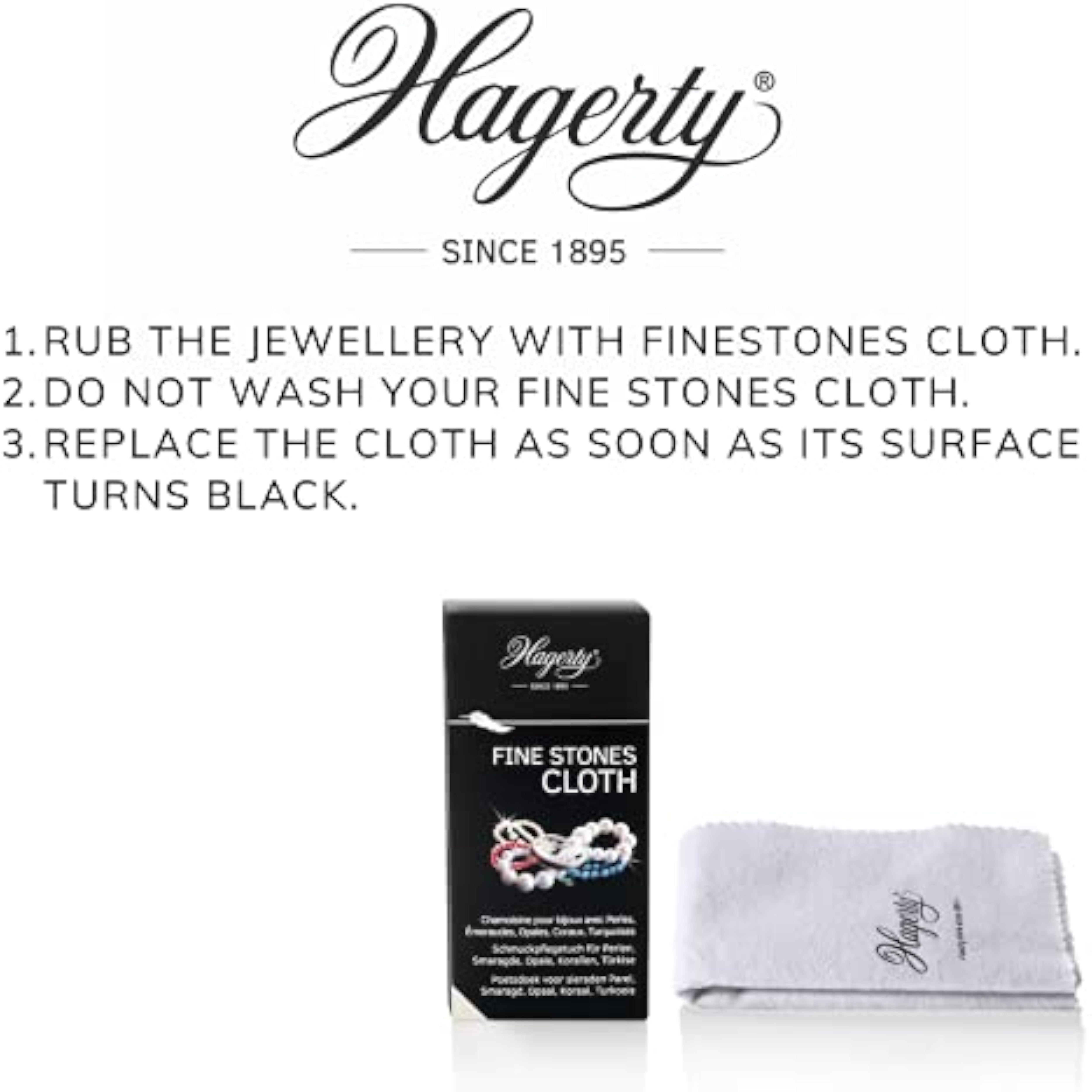 Hagerty Fine Stones BL jewelry cleaning cloth, soft blue fabric for restoring shine to fine jewelry and gemstones.