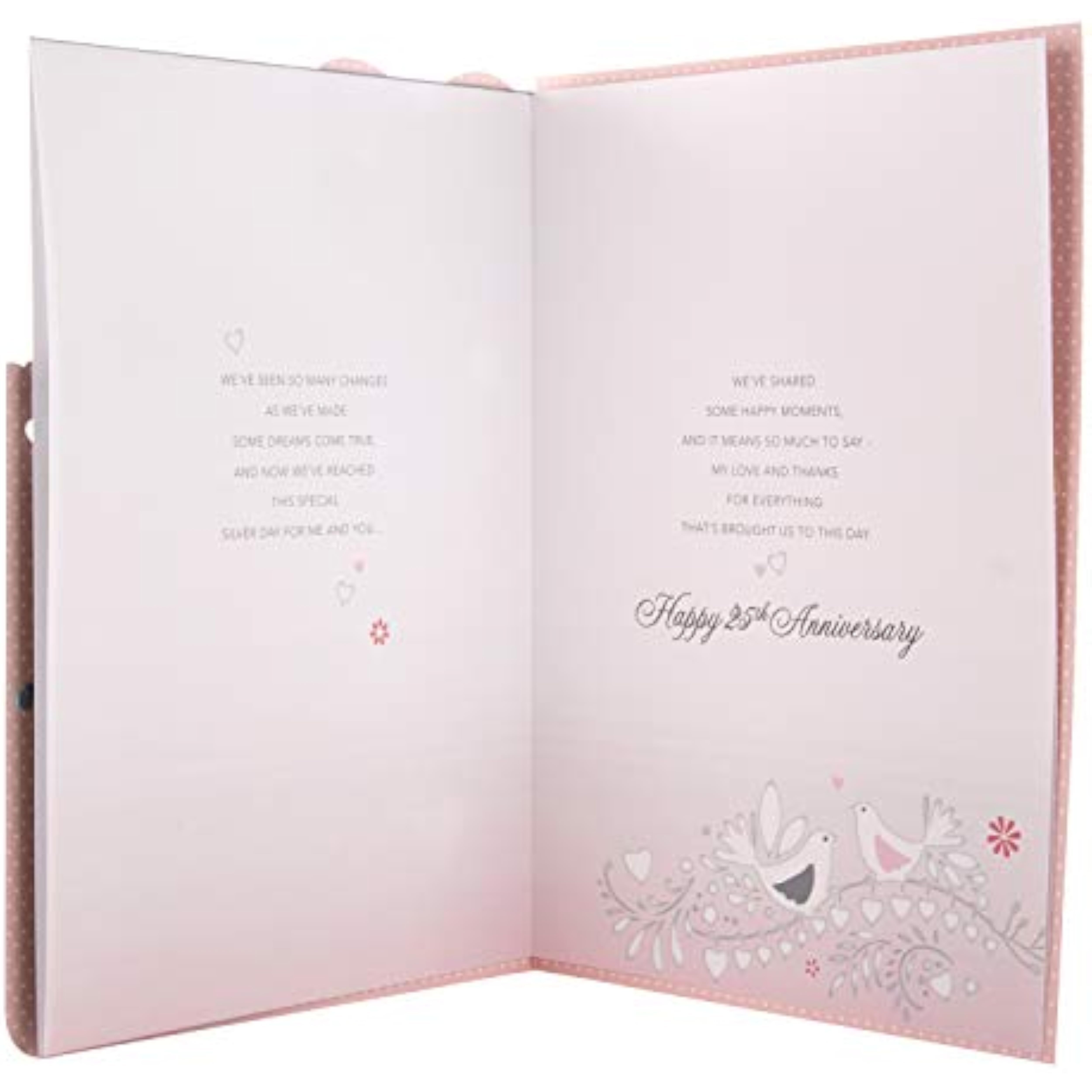 Hallmark 25th glitter finished wife silver anniversary card with elegant floral design and embossed lettering.