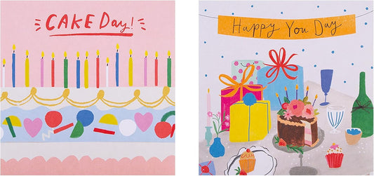 Set of 20 colorful Hallmark birthday cards featuring four vibrant designs, perfect for celebrating special occasions.