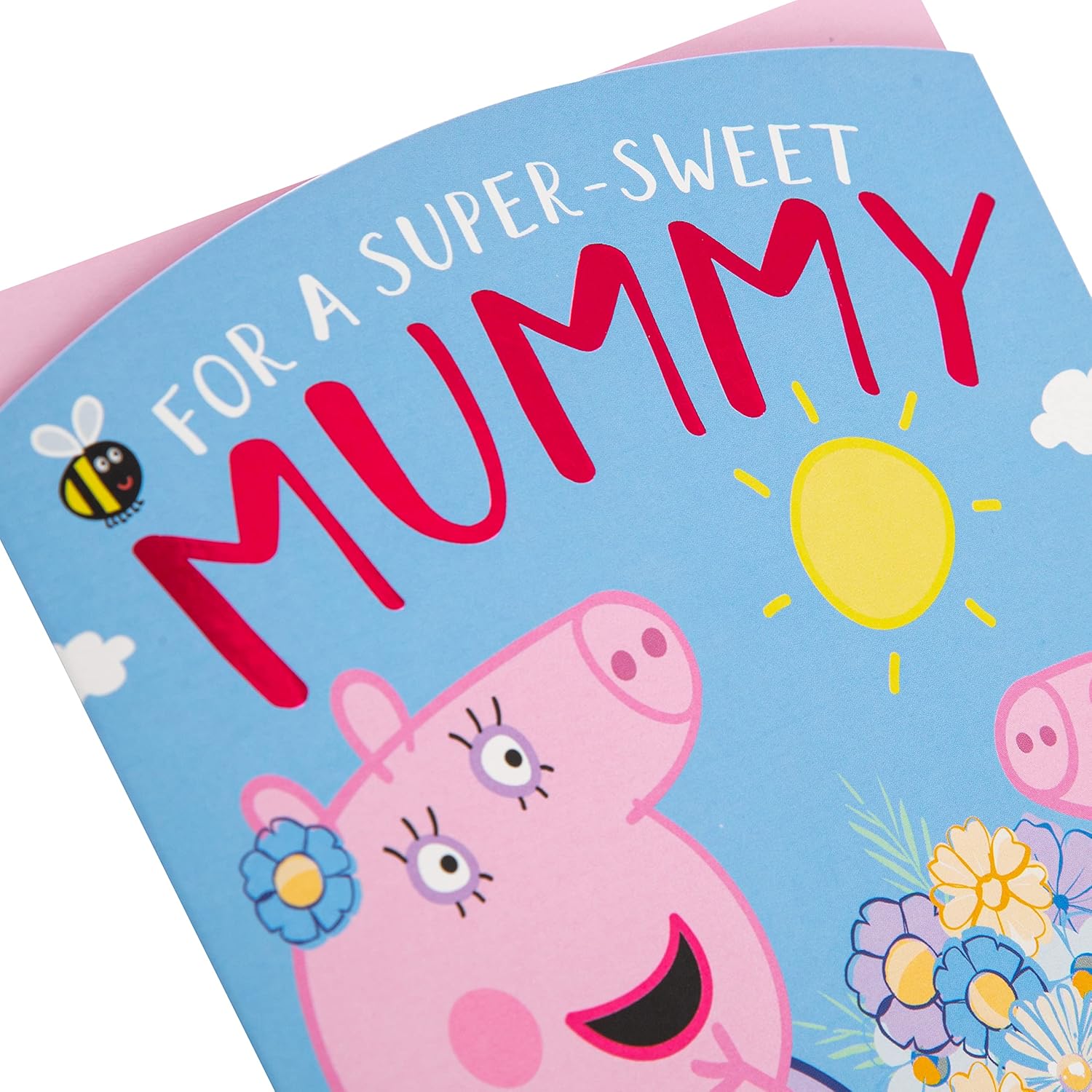 Hallmark Peppa Pig Super Sweet Mummy Mother’s Day card featuring colorful, fun, and adorable design with Peppa Pig and floral accents.