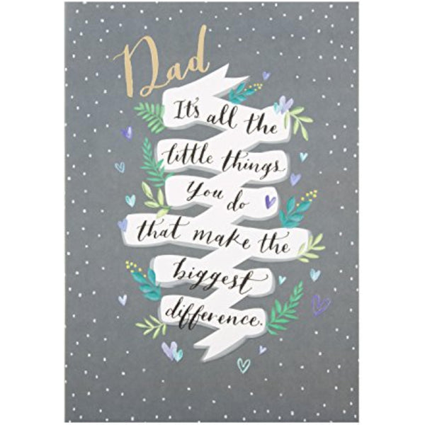 Hallmark Father's Day card titled "Little Things" featuring heartfelt design, medium size, celebrating dads and special moments.