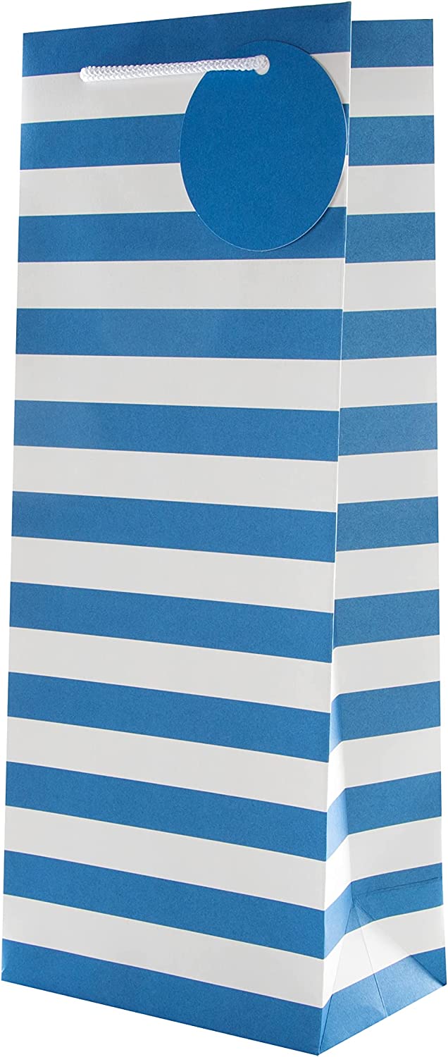 Hallmark contemporary blue gift bag with handles, featuring a stylish design, perfect for gift packaging.
