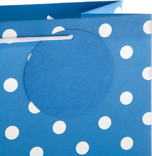 Hallmark sleek and modern blue gift bag with contoured design, perfect for gift wrapping and special occasions.