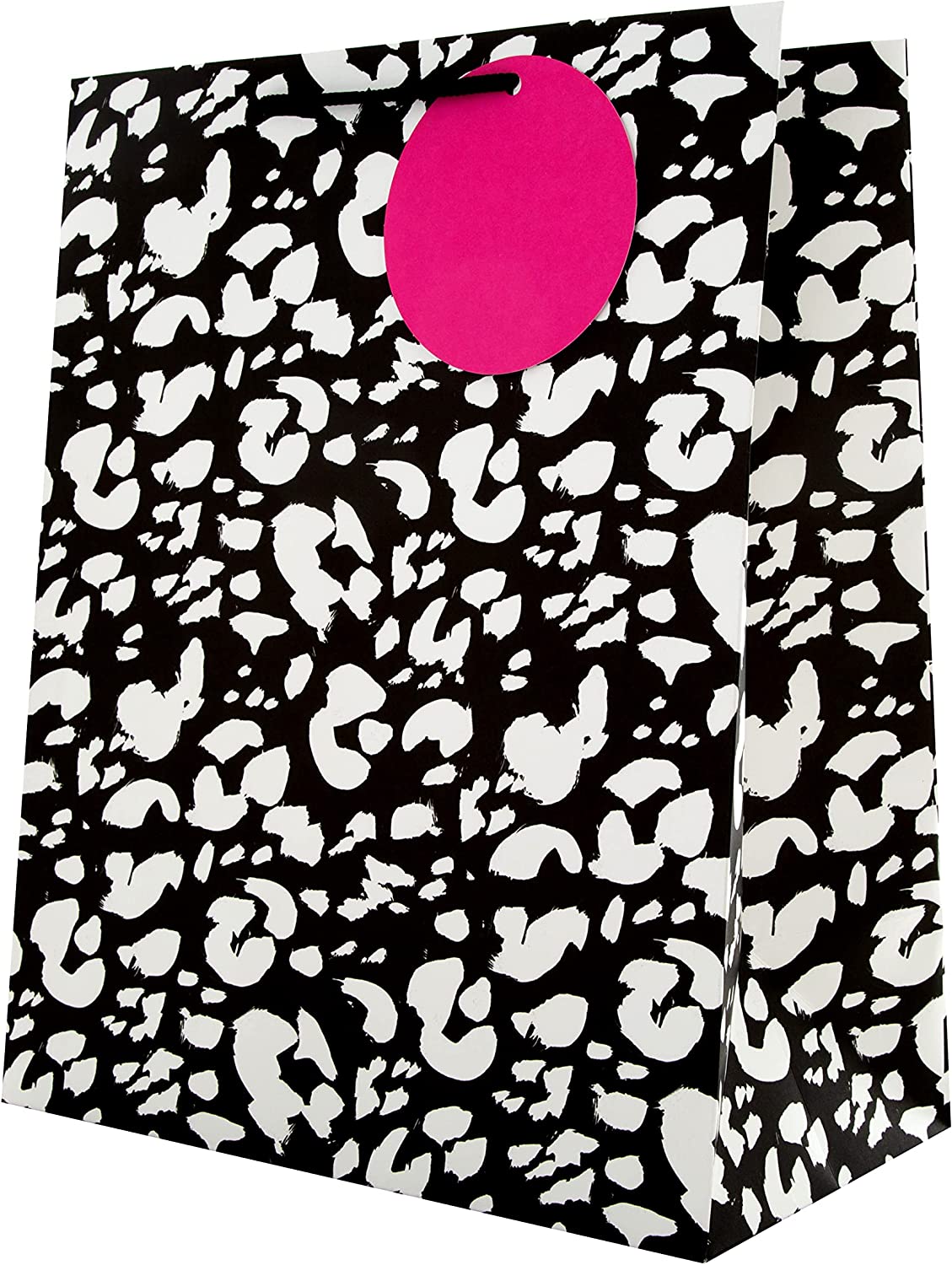 Hallmark leopard print large gift bag with bold animal pattern and sturdy handles for gift presentation.