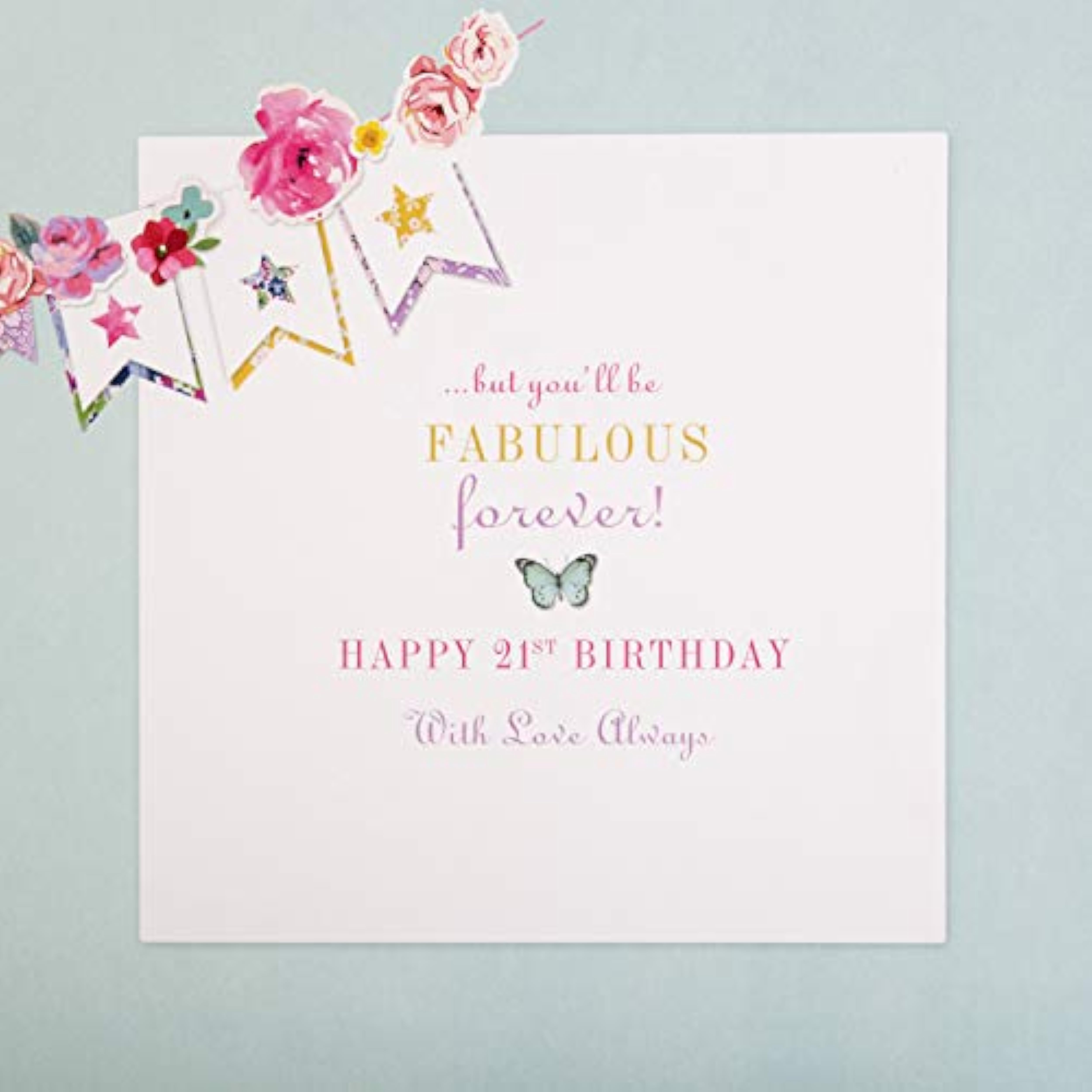 Hallmark 21st Daughter greeting card with elegant bunting design and festive lettering for birthday celebration.