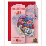Hallmark 3D Cuddles & Kisses Girlfriend Love Card featuring a colorful, textured design with romantic 3D elements.
