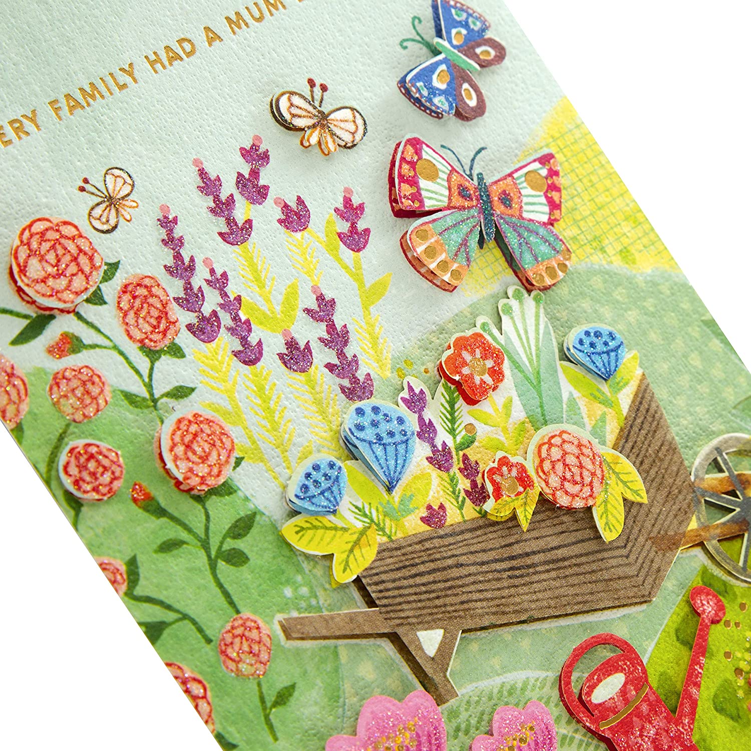 Colorful 3D effect garden greeting card from Hallmark's 'Signature' Collection for Mother's Day, featuring vibrant floral design.